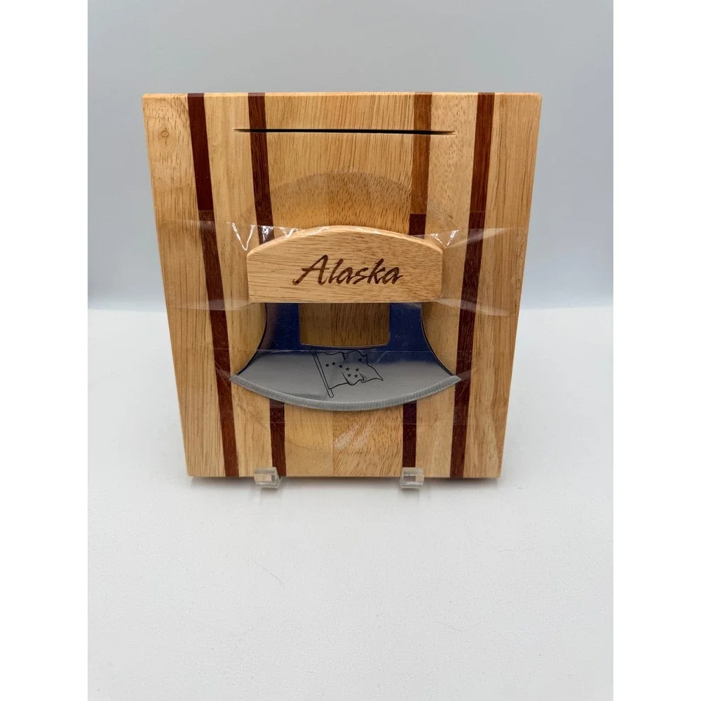 Alaska Ulu Knife and Cutting Board Set Striped Wood New
